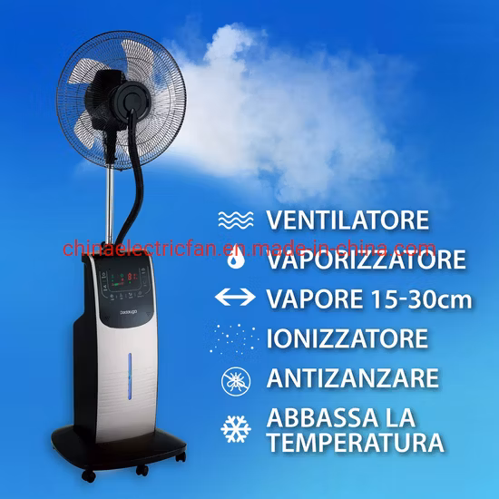 Ventilador de refrigeração de ar interno refrigerador de água spray elétrico uso doméstico ventiladores de névoa oscilante ventilador com spray de água de névoa